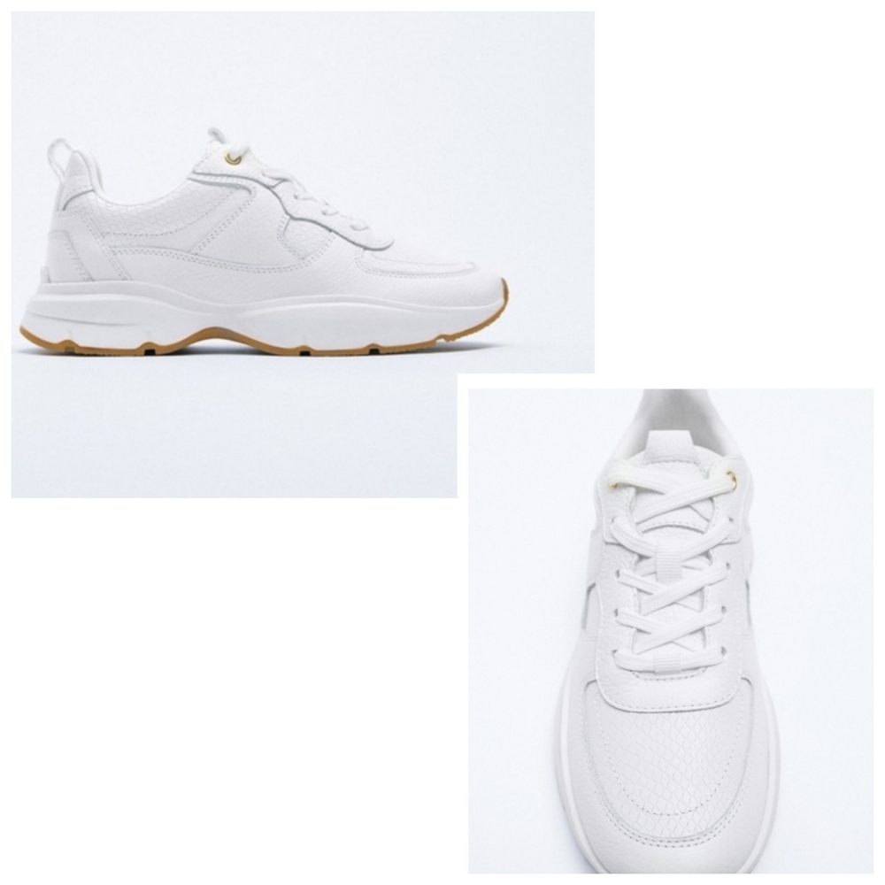 Zara Chunky White Sneakers With Gum Sole